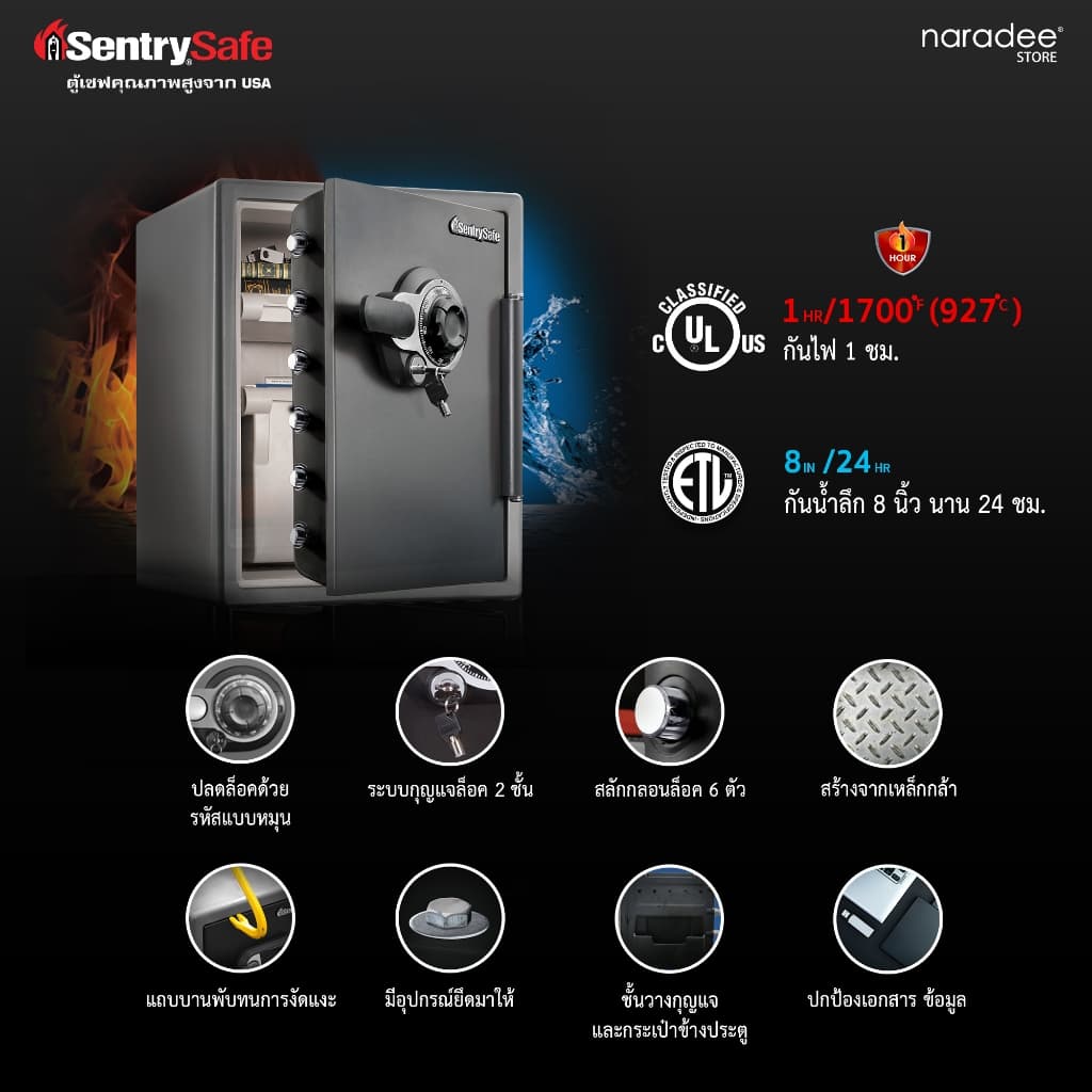 SentrySafe รุ่น SFW205DPB ตู้เซฟกันไฟและกันน้ำ ระบบล็อค 2 ชั้น (รหัสหมุนและกุญแจ) ปกป้องทรัพย์สินและเอกสารสำคัญของคุณด้วยมาตรฐานระดับโลก https://lnwchill.com