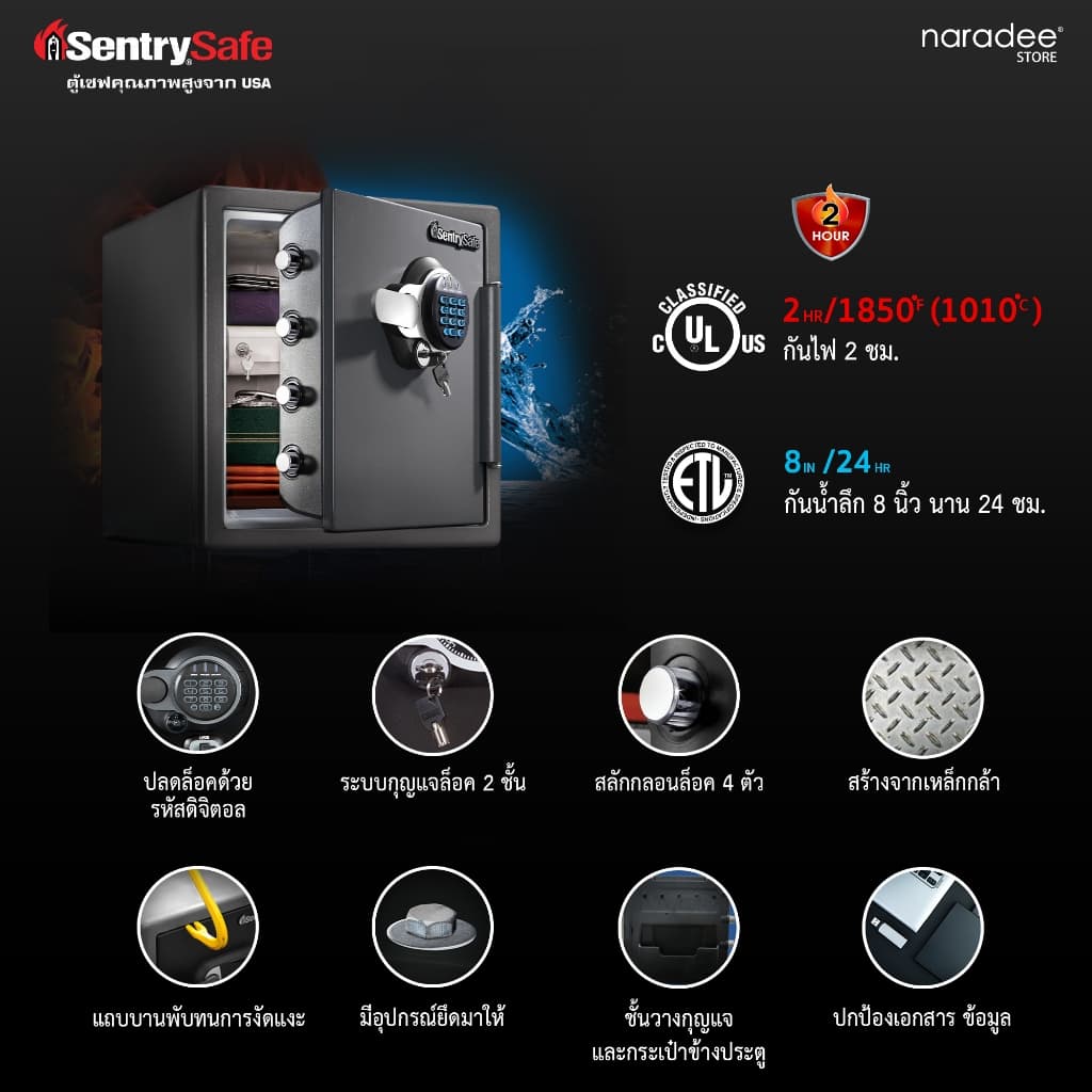 SentrySafe รุ่น STW123GDC ตู้เซฟกันไฟระบบล็อค 2 ชั้น ปกป้องทรัพย์สินเหนือระดับด้วยมาตรฐานสากล https://lnwchill.com