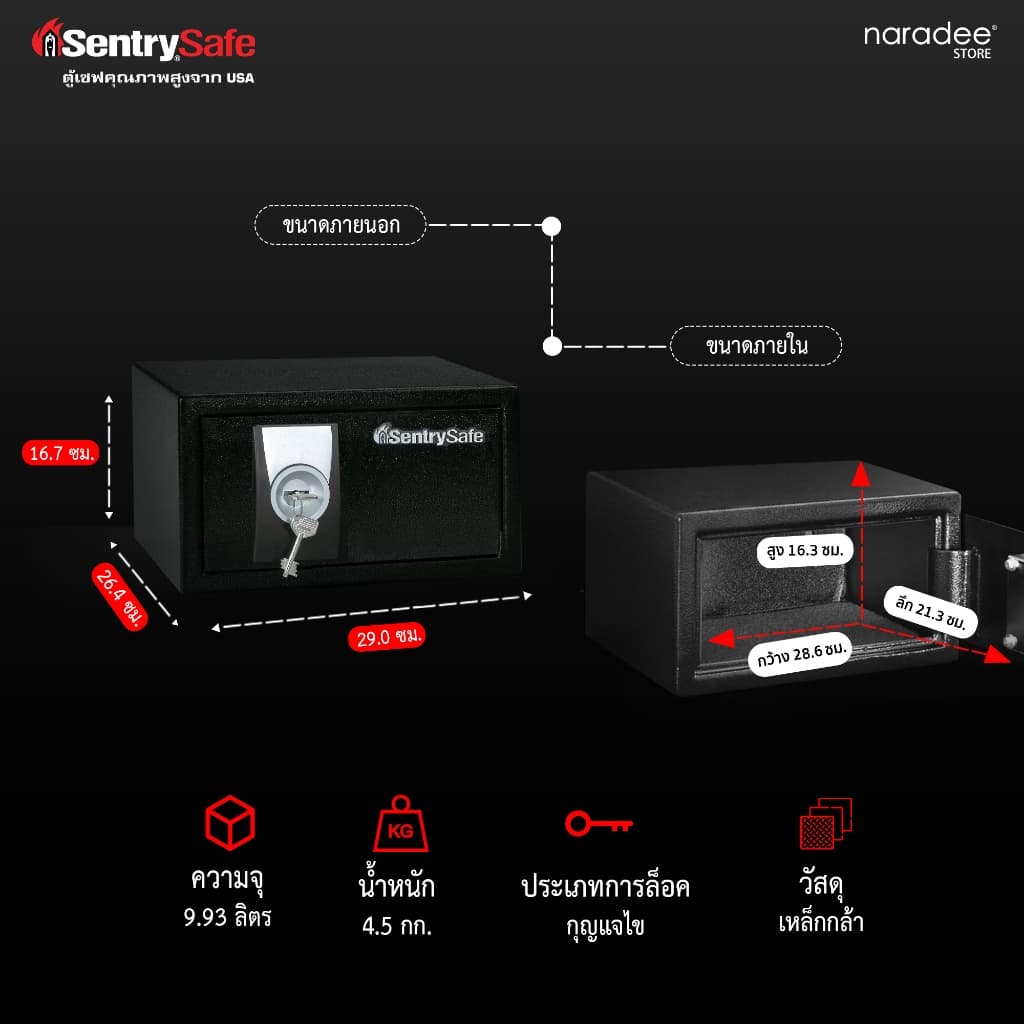 SentrySafe รุ่น X031 ตู้เซฟกุญแจไข โครงสร้างเหล็กกล้า ขนาดกะทัดรัด ปกป้องทรัพย์สินอย่างเรียบง่ายและปลอดภัย https://lnwchill.com