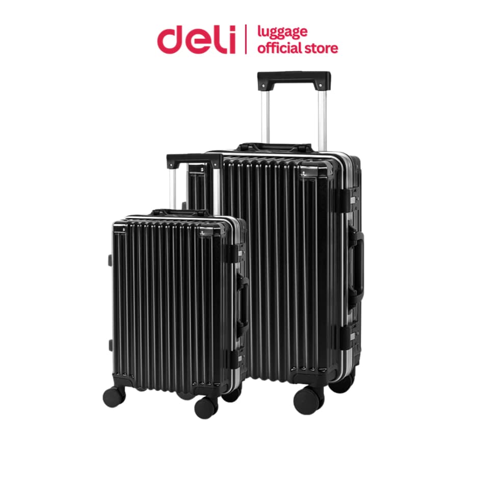 Deli รุ่น EH1055 กระเป๋าเดินทางโครงสร้างอลูมิเนียมพันธุ์แกร่ง ล็อคคู่พิเศษ ดีไซน์ทันสมัย ตอบโจทย์ทุกการเดินทางอย่างมีสไตล์และปลอดภัย https://lnwchill.com