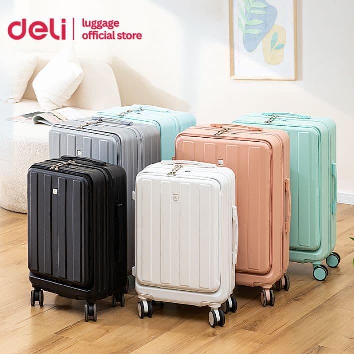 Deli รุ่น EH1054 กระเป๋าเดินทาง 20/24 นิ้ว วัสดุ ABS+PC แข็งแรงทนทาน พร้อมที่วางแก้วและพอร์ต USB ตอบโจทย์ทุกการเดินทางของคุณ https://lnwchill.com