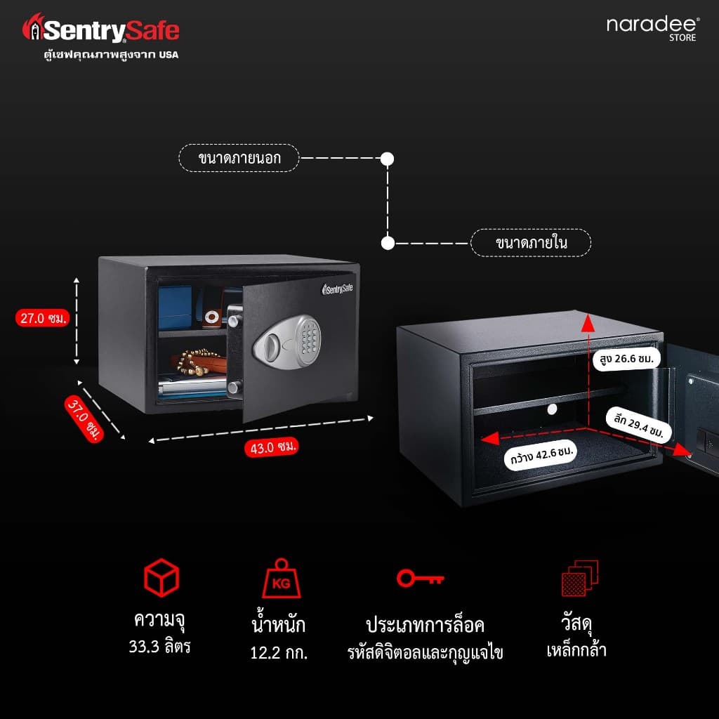 SentrySafe รุ่น X125 ตู้เซฟระบบล็อกอิเล็กทรอนิกส์ ปกป้องทรัพย์สินมีค่าด้วยโครงสร้างเหล็กกล้าแข็งแรงทนทาน https://lnwchill.com