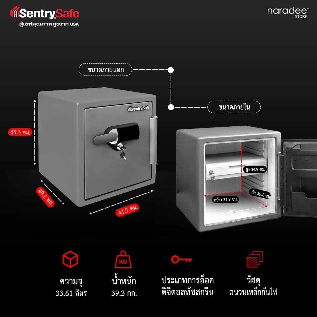 SentrySafe รุ่น SFW123UVC ตู้เซฟระบบล็อค 2 ชั้น ปกป้องทรัพย์สินด้วยมาตรฐานระดับโลก กันไฟและกันน้ำได้อย่างมั่นใจ https://lnwchill.com