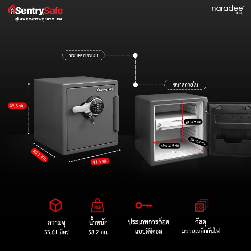 SentrySafe รุ่น STW123GDC ตู้เซฟกันไฟระบบล็อค 2 ชั้น ปกป้องทรัพย์สินเหนือระดับด้วยมาตรฐานสากล https://lnwchill.com