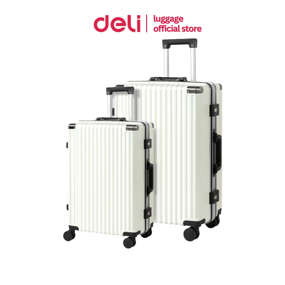 Deli รุ่น EH1055 กระเป๋าเดินทางอลูมิเนียม 20/24 นิ้ว ล็อคสองชั้นไร้ซิป วัสดุ ABS+PC แข็งแรงทนทาน ล้อลื่นหมุน 360 องศา ดีไซน์เรียบหรู https://lnwchill.com