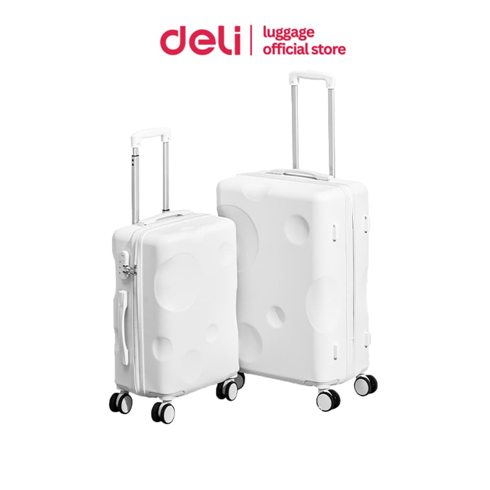 Deli รุ่น EH1058 กระเป๋าเดินทาง 20/24 นิ้ว ล้อลากหมุน 360 องศา วัสดุ ABS แข็งแรงทนทาน กันน้ำ พร้อมตัวล็อกรหัสและรับประกัน 1 ปี https://lnwchill.com