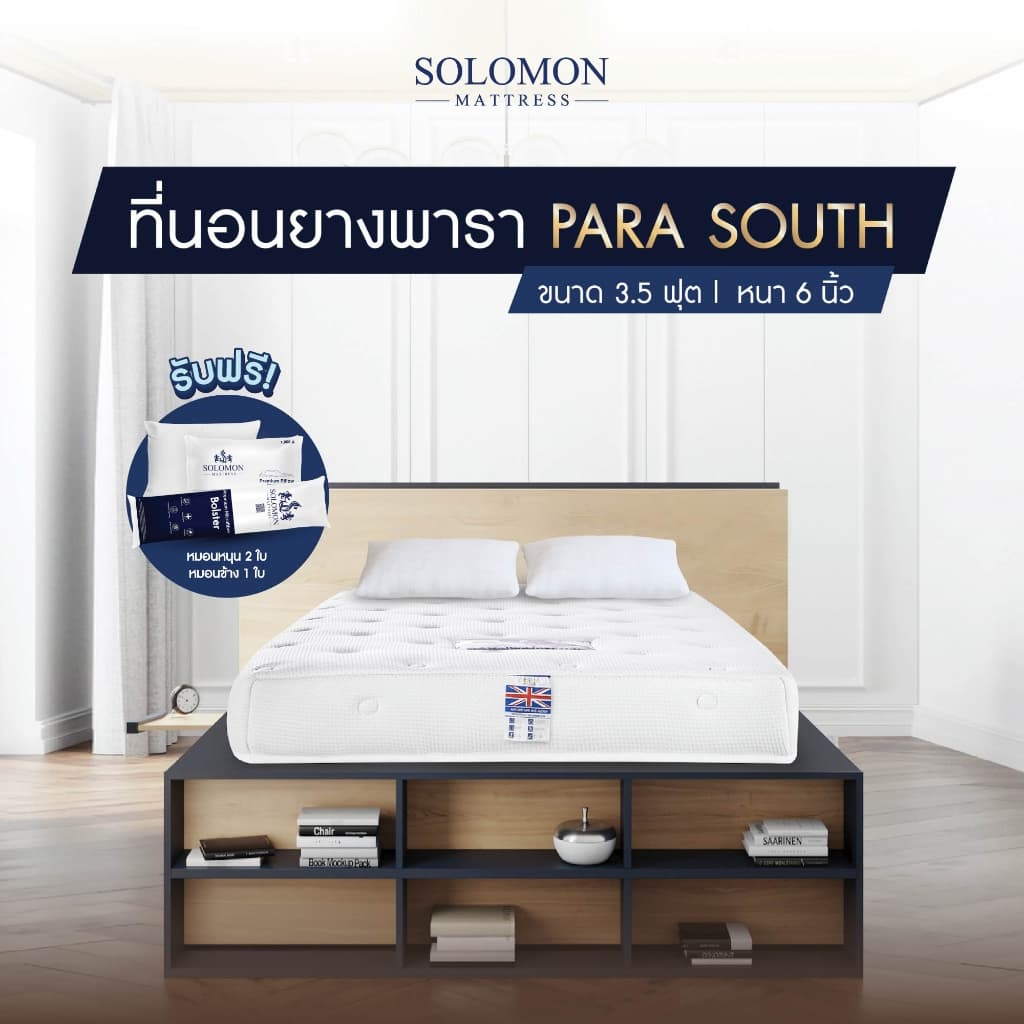Solomon mattress รุ่น ParaSouthern ที่นอนยางพาราอัดแน่น หนา 6 นิ้ว รองรับสรีระ ลดอาการปวดหลัง https://lnwchill.com