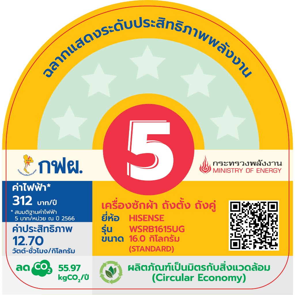 Hisense รุ่น WSRB1615UG เครื่องซักผ้าฝาบนสองถัง ซัก 16 กก. ปั่น 8 กก. พลังซักสะอาดถนอมผ้า ประหยัดเวลาด้วยถังปั่นแห้งทรงพลัง https://lnwchill.com