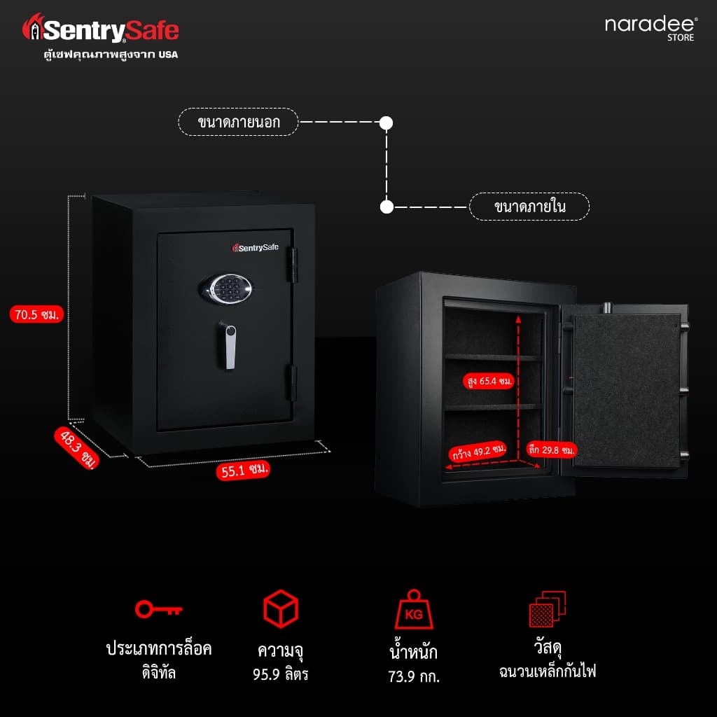 SentrySafe รุ่น EF3428E ตู้เซฟระบบล็อคดิจิตอล กันไฟและกันน้ำ ความจุ 133.03 ลิตร ปกป้องทรัพย์สินสำคัญของคุณด้วยมาตรฐานระดับโลก https://lnwchill.com