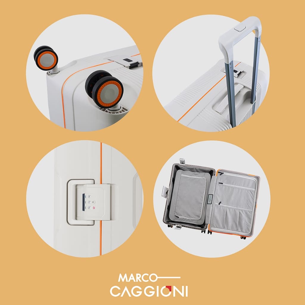 CAGGIONI รุ่น C22011 กระเป๋าเดินทางแบบโครงโพลีพร็อพไพลีน ขนาด 20 นิ้ว สีเหลือง ดีไซน์ทรงเหลี่ยมเพื่อการจัดเก็บสัมภาระที่ง่ายและปลอดภัยด้วยตัวล็อก 3 ตำแหน่ง https://lnwchill.com