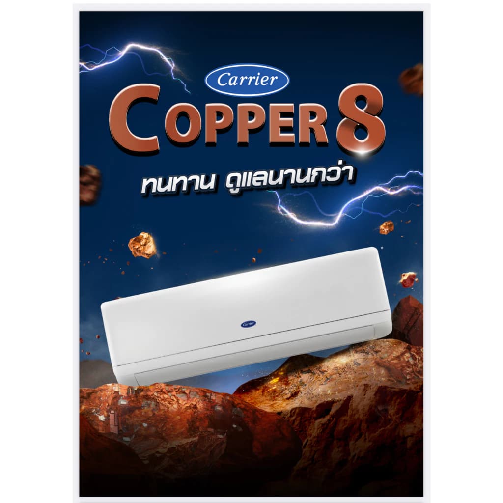 Carrier COPPER8 แอร์ติดผนัง ขนาด 24000 BTU NEW2023 แอร์ เครื่องปรับอากาศ https://lnwchill.com