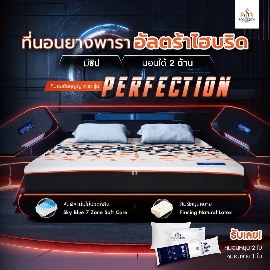 Solomon mattress SOLOMON รุ่น Perfection ที่นอนยางพาราหนา 8 นิ้ว มอบความสบายที่เลือกได้ 2 ด้าน ช่วยลดอาการปวดหลัง https://lnwchill.com