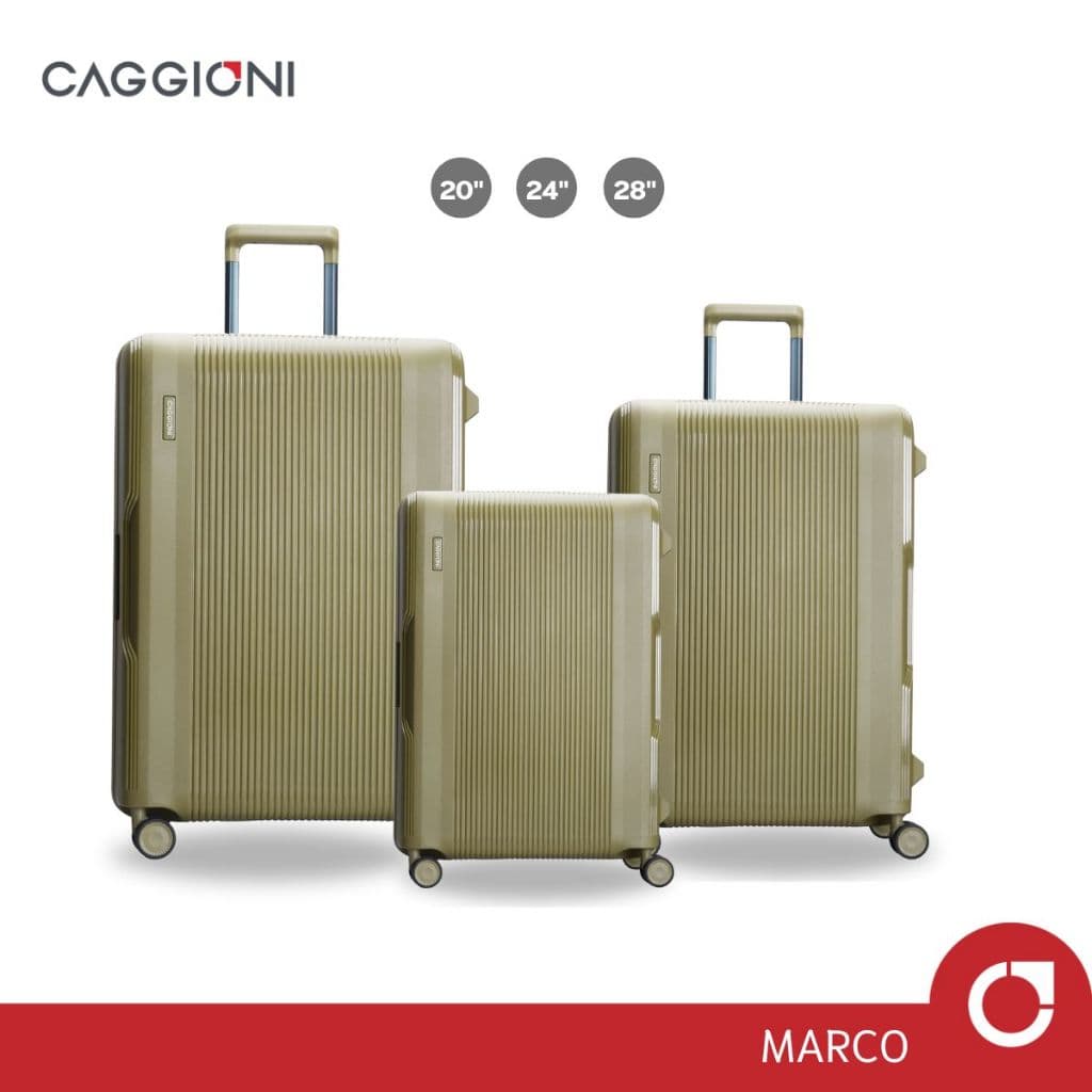 CAGGIONI รุ่น C22011-2D กระเป๋าเดินทางแบบโครง แข็งแรงทนทานด้วยวัสดุ PP พร้อมตัวล็อก 3 ตำแหน่ง TSA Lock ล้อคู่ลื่นไหล 360 องศา ดีไซน์ทรงเหลี่ยมจุของได้เยอะ https://lnwchill.com