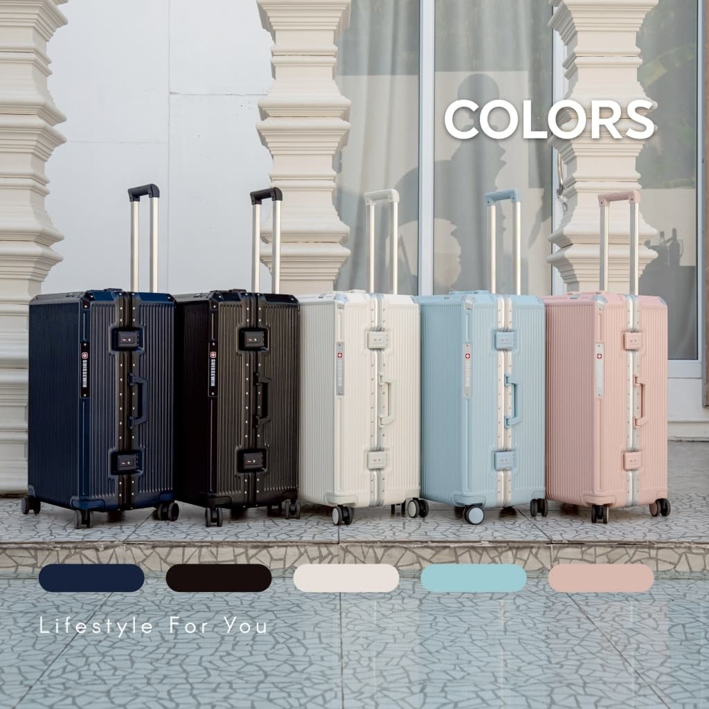 SUISSEWIN รุ่น SC700 กระเป๋าเดินทางเฟรมอลูมิเนียม วัสดุ PC พร้อม TSA Lock ช่องเสียบ USB ที่วางแก้ว ดีไซน์หรู ฟังก์ชันครบครันสำหรับการเดินทาง https://lnwchill.com