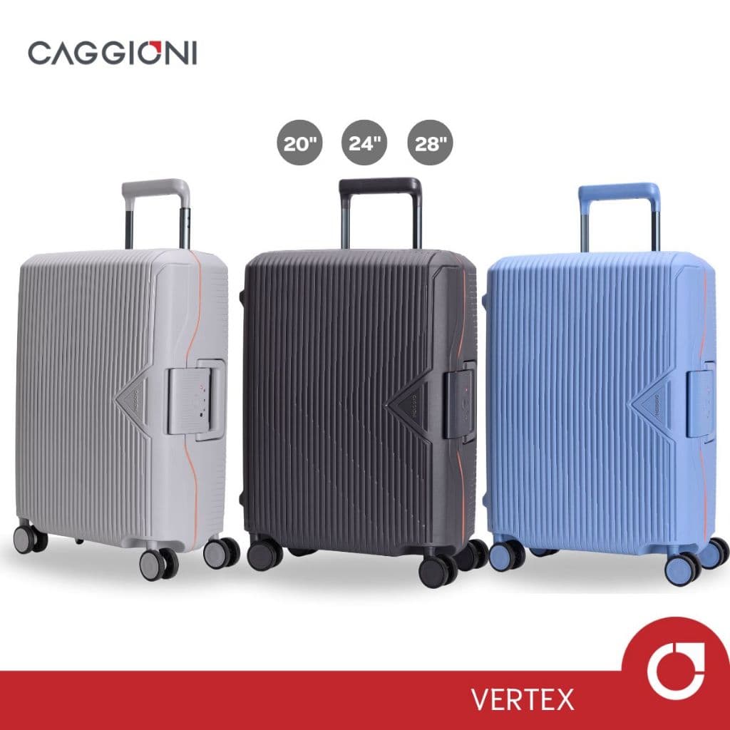 CAGGIONI รุ่น Vertex 24102 กระเป๋าเดินทางแบบโครง PP Polycarbonate แข็งแรงพิเศษ ล็อค TSA ปลอดภัย ดีไซน์ 3D ทันสมัย ปกป้องสัมภาระทุกการเดินทาง https://lnwchill.com