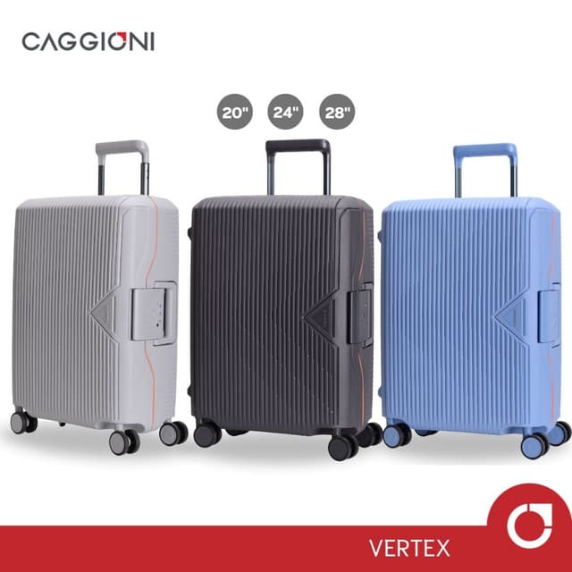 CAGGIONI รุ่น Vertex 24102 กระเป๋าเดินทางแบบโครง PP Polycarbonate แข็งแรงพิเศษ ล็อค TSA ปลอดภัย ดีไซน์ 3D ทันสมัย ปกป้องสัมภาระทุกการเดินทาง