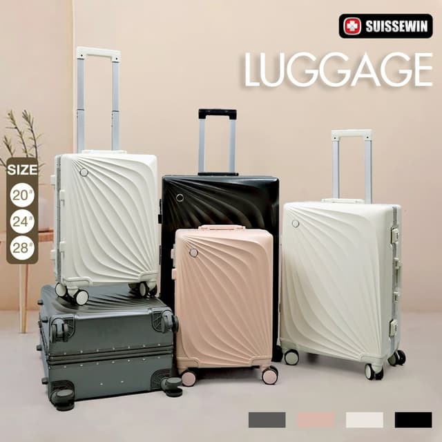 SUISSEWIN รุ่น CR77 กระเป๋าเดินทางโครงอลูมิเนียม วัสดุ PC 100% พร้อม TSA LOCK สำหรับเดินทางทั่วโลก ดีไซน์หรูหรา แข็งแรงทนทาน
