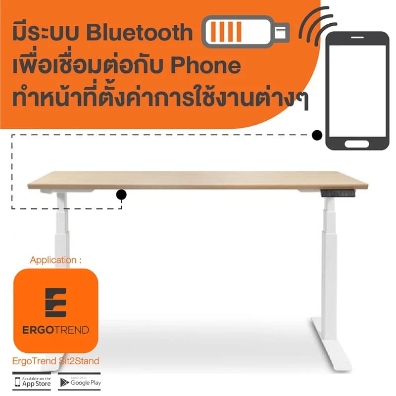 ErgoTrend (Pre-Order) โต๊ะปรับระดับไฟฟ้าเพื่อสุขภาพ Sit2Stand GEN2A ไม้ PB (Dual motor) https://lnwchill.com