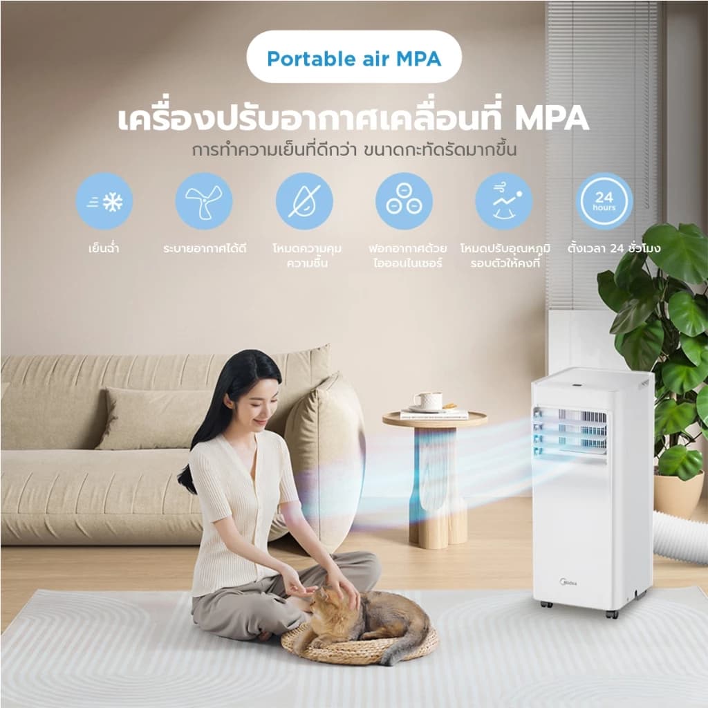 Midea Portable Air MPA แอร์เคลื่อนที่ไมเดีย Portable Air ขนาด 5000/7000/12000 BTU เย็นเร็ว, หน้าจอแสดงผล LED , ติดตั้งง่าย มีรีโมตคอนโทรล https://lnwchill.com
