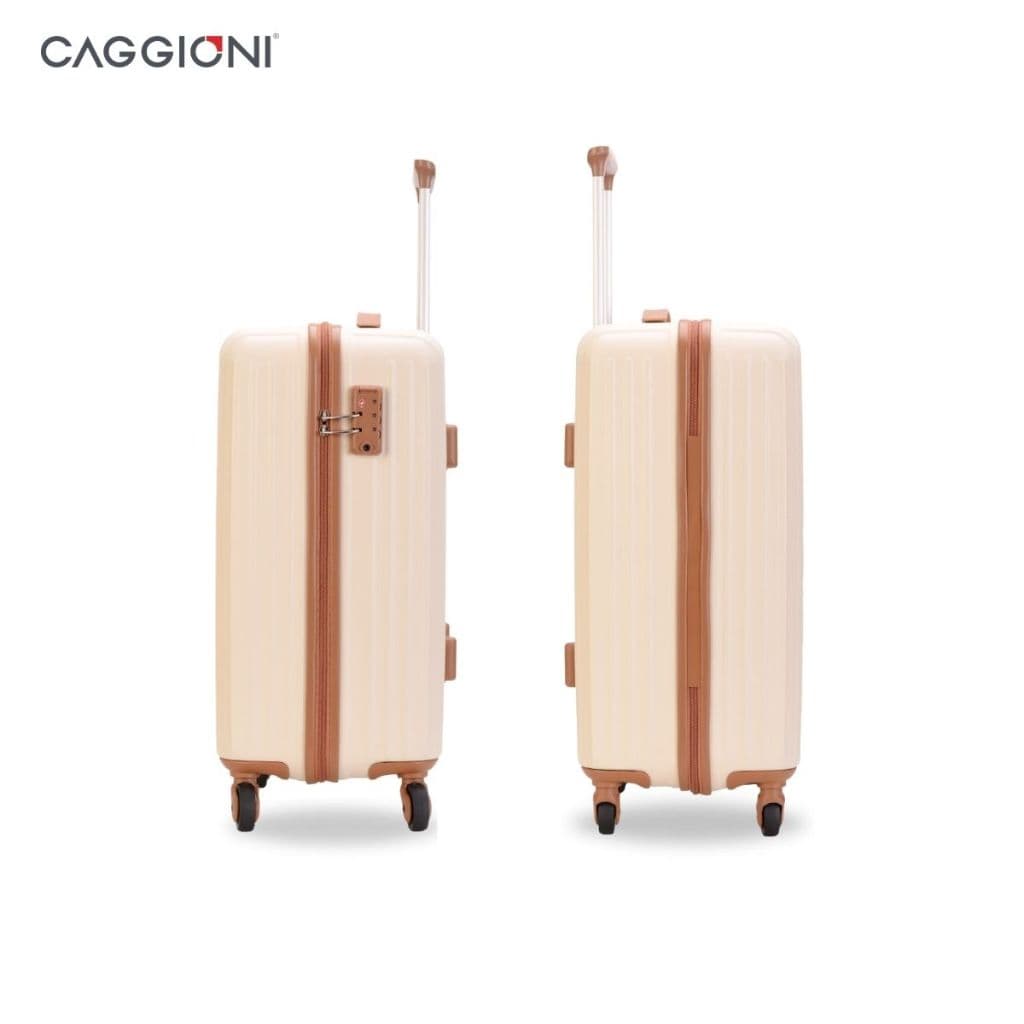 Caggioni รุ่น Classic 65026 กระเป๋าเดินทาง ABS ขนาด 20 นิ้ว สีครีม โครงสร้างเบาพิเศษ ดีไซน์ทันสมัย จดจำง่าย https://lnwchill.com