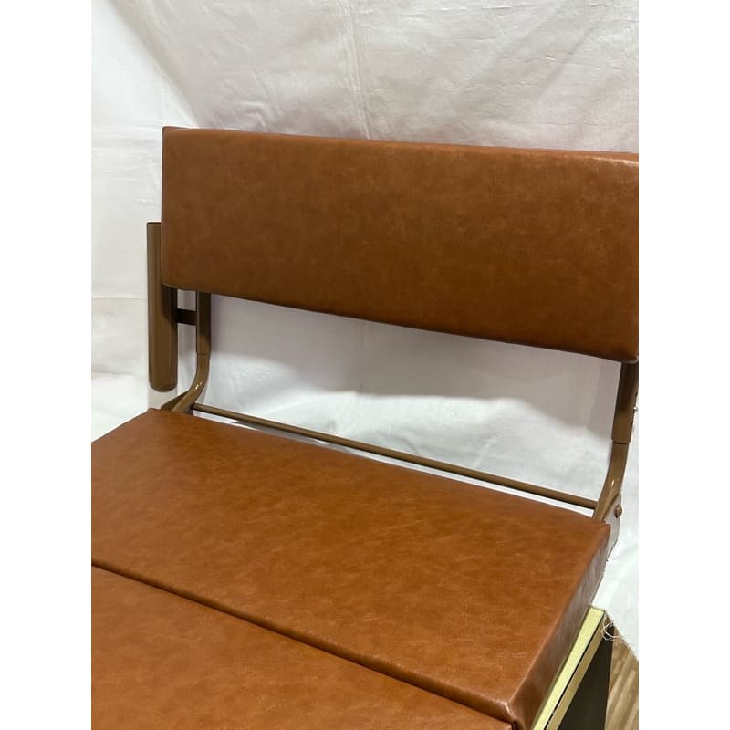 เบาะนั่งสมาธิ อาสนะพระเหล็กพับได้ หุ้มเบาะหนังสีน้ำตาล/สีเหลือง ฟองน้ำหนาพิเศษ นุ่มสบาย รองรับสรีระได้ดีเยี่ยม พร้อมที่เสียบตาลปัตร https://lnwchill.com