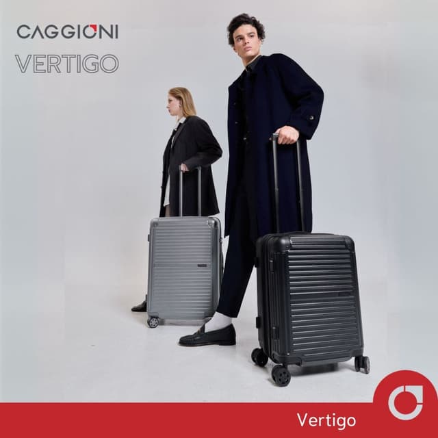 CAGGIONI รุ่น N19081 กระเป๋าเดินทางโพลีคาร์บอเนต 4 ล้อคู่ สีดำ ยืดหยุ่นสูง ปลอดภัยด้วยซิป 2 ชั้นและ TSA Lock เพื่อทุกการเดินทางที่มั่นใจ