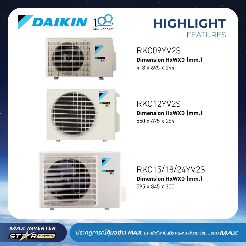 Daikin แอร์ไดกิ้น MAX INVERTER (STAR KC SERIES) FTKC-Y 9000-24000 BTU https://lnwchill.com