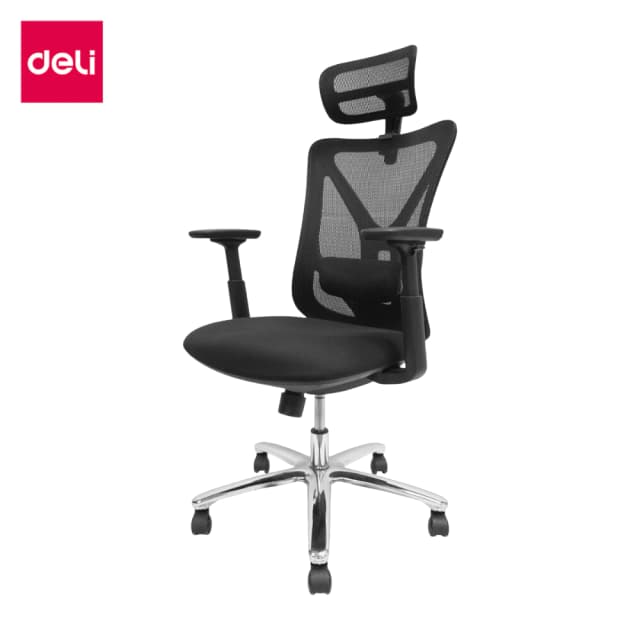 Deli เก้าอี้ทำงานเพื่อสุขภาพ นุ่มสบาย ตามหลักสรีระศาสตร์ Ergonomic ระบายอากาศดีเยี่ยม เก้าอี้สีดำ เก้าอี้สำนักงาน เก้าอี้เพื่อสุขภาพ พนักพิงปรับเอนได้ มีที่พักขา รองรับทุกสรีระ Office Chair