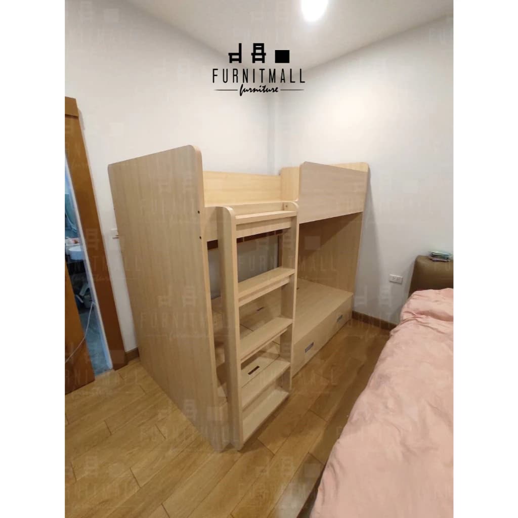 เตียงสองชั้นไม้​ ขนาด​ 3.5ฟุต​ พร้อมลิ้นชัก https://lnwchill.com