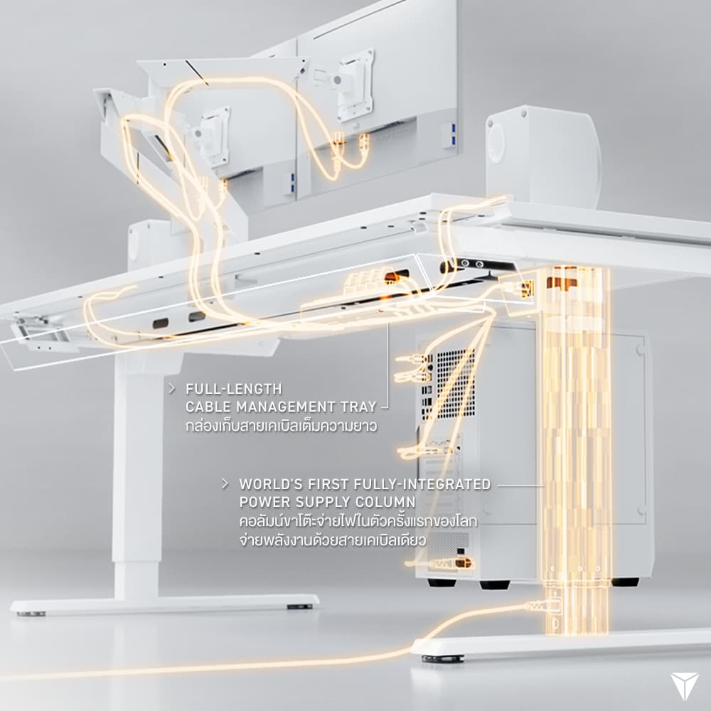 Secretlab รุ่น MAGNUS Pro โต๊ะคอมปรับระดับไฟฟ้า ขนาด 1.5 เมตร สีขาว Pure White โดดเด่นด้วยคอลัมน์ขาโต๊ะจ่ายไฟในตัวครั้งแรกของโลก พร้อมระบบจัดเก็บสายเคเบิลและอุปกรณ์เสริมแม่ https://lnwchill.com