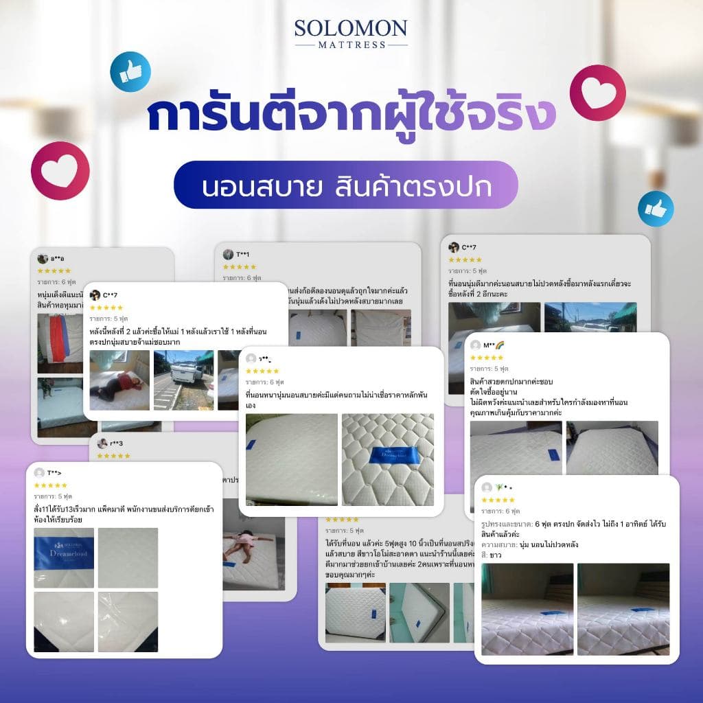 Solomon mattress รุ่น Mother ที่นอนสปริงเสริมยางพาราอัด หนา 10 นิ้ว รองรับสรีระ ลดอาการปวดหลัง https://lnwchill.com