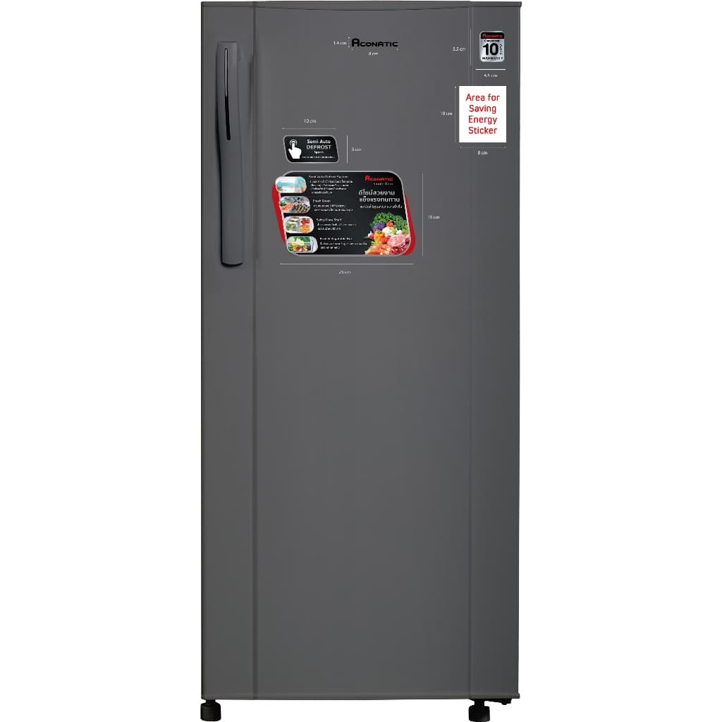 ACONATIC รุ่น AN-FR1750 ตู้เย็น 1 ประตู 6.2 คิว สี Dark Gray ดีไซน์หรู ชั้นวางกระจกนิรภัย ประหยัดพลังงาน แข็งแรงทนทาน เย็นเร็วสม่ำเสมอ https://lnwchill.com