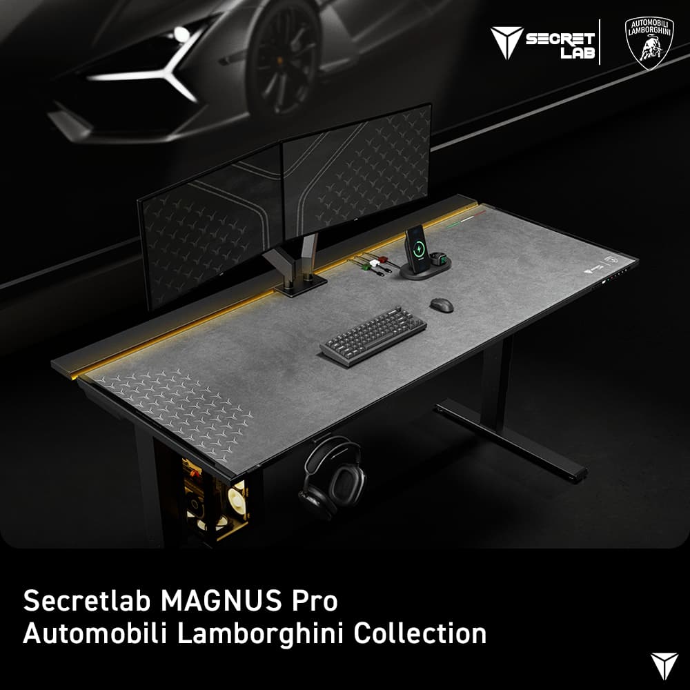 Secretlab รุ่น MAGNUS Pro Automobili Lamborghini Collection โต๊ะคอมปรับระดับไฟฟ้า พร้อมระบบจัดการสายเคเบิลแม่เหล็ก และคอลัมน์ขาจ่ายไฟในตัวครบชุด https://lnwchill.com