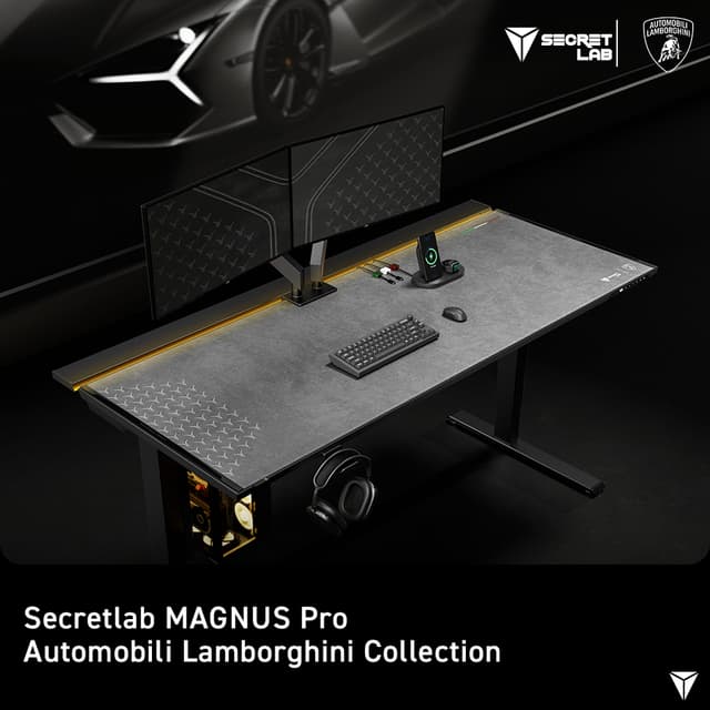 Secretlab รุ่น MAGNUS Pro Automobili Lamborghini Collection โต๊ะคอมปรับระดับไฟฟ้า พร้อมระบบจัดการสายเคเบิลแม่เหล็ก และคอลัมน์ขาจ่ายไฟในตัวครบชุด