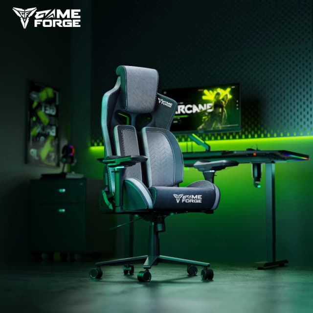 GAMEFORGE เก้าอี้เกมมิ่งเพื่อสุขภาพ เก้าอี้เล่นเกม Gaming Chair รุ่น Commander Throne เก้าอี้สีดำ รับน้ำหนักสูงสุดถึง 130 กก. รับประกัน 5 ปี 5-YEAR WARRANTY
