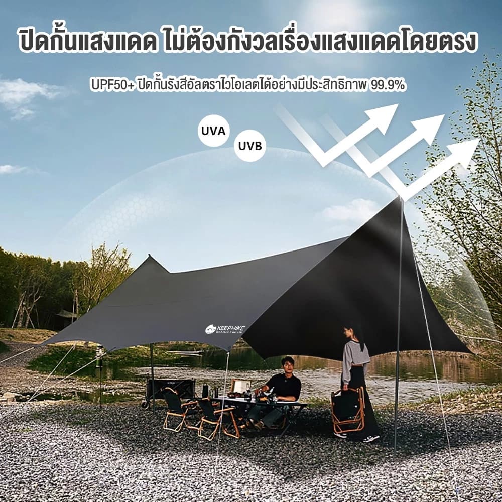 KEEPHIKE เต็นท์ผ้าใบไวนิลพร้อมหลังคา อุปกรณ์ตั้งแคมป์กลางแจ้งแบบพกพา ปิกนิก แคมป์ปิ้ง กันแดด ทรงแปดเหลี่ยม กันฝนและลม https://lnwchill.com