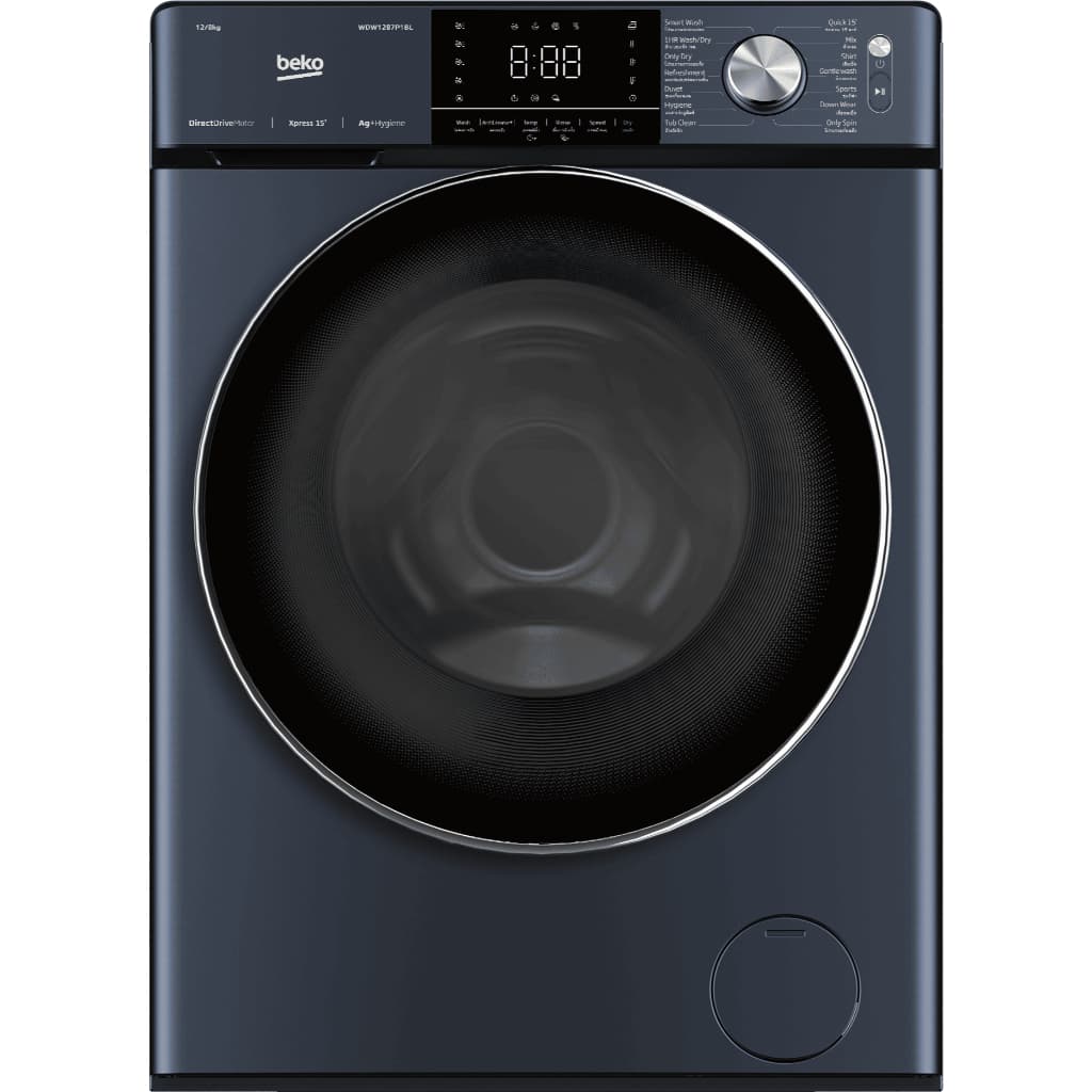 Beko รุ่น WDW1287P1BL เครื่องซักอบผ้าฝาหน้า 12/8 กก รอบปั่น 1400 รอบนาที ซักและอบแห้งในถังเดียวประหยัดเวลาพร้อมถนอมผ้าด้วยระบบมอเตอร์เงียบ https://lnwchill.com
