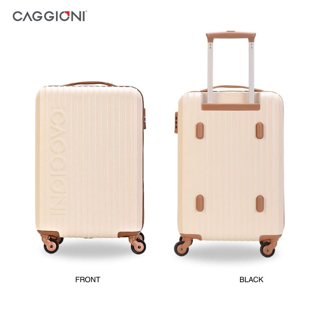 Caggioni รุ่น Classic 65026 กระเป๋าเดินทาง ABS ขนาด 20 นิ้ว สีครีม โครงสร้างเบาพิเศษ ดีไซน์ทันสมัย จดจำง่าย https://lnwchill.com