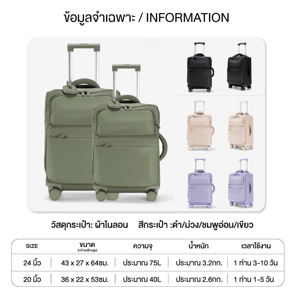 SUISSEWIN รุ่น ST11 กระเป๋าเดินทางผ้า Oxford น้ำหนักเบา กันน้ำ มีช่องเก็บของหลายช่อง ดีไซน์ทันสมัย ตอบโจทย์ทุกการเดินทางของคุณ https://lnwchill.com