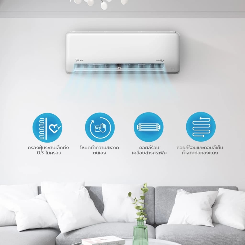Midea ICY EASY แอร์ติดผนังไมเดีย อินเวอร์เตอร์ รุ่น ICY EASY INVERTER ขนาด 9,000/12,000/18,000 / 24,000 BTU https://lnwchill.com