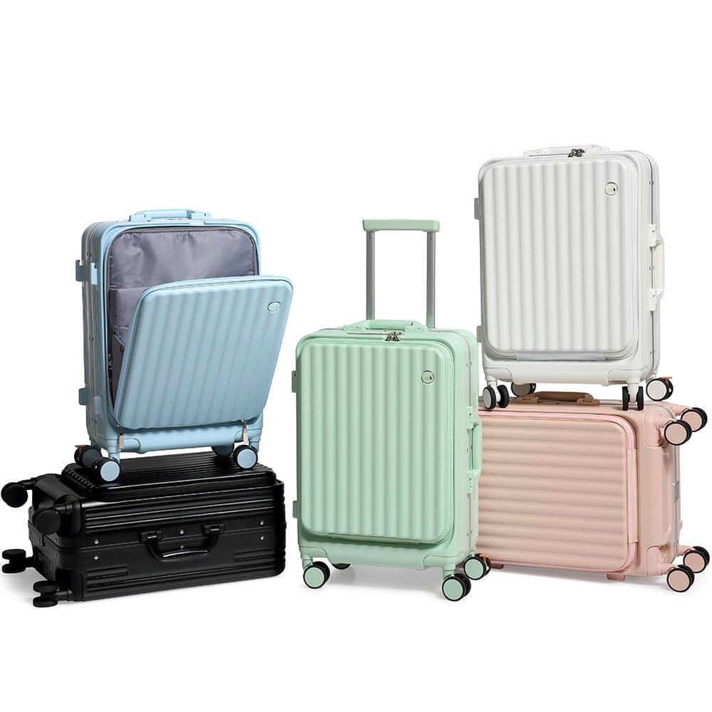 SiamChoice รุ่น SeaChoice กระเป๋าเดินทางเปิดหน้า 20/24/28 นิ้ว โครงอะลูมิเนียม วัสดุ PC พร้อมที่วางแก้ว พอร์ต USB และล็อก TSA https://lnwchill.com