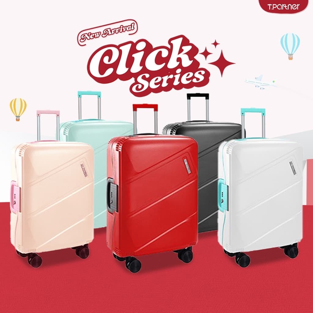 Tpartner รุ่น Click series กระเป๋าเดินทาง PP Hard Case แข็งแรงพิเศษ ระบบ Extra Security 4 Point Lock รับประกัน 3 ปี https://lnwchill.com