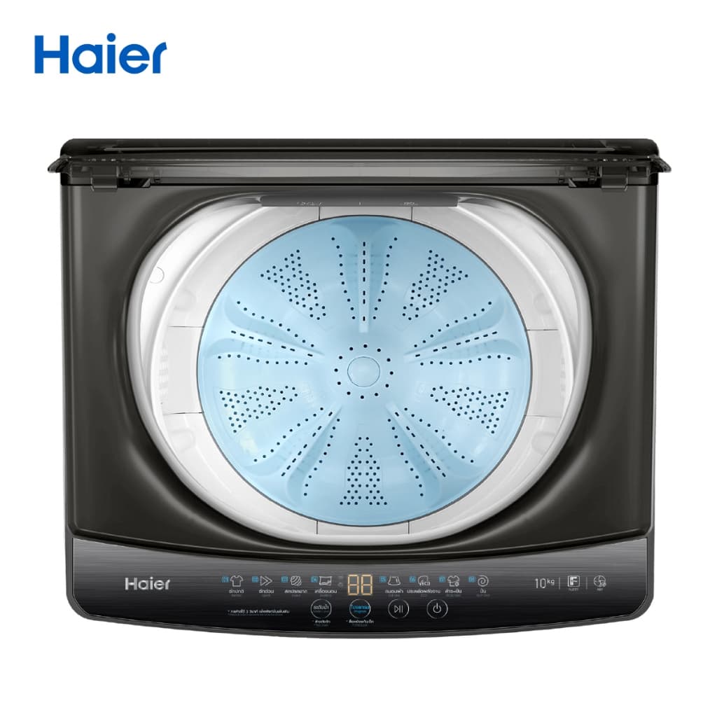 Haier รุ่น HWM100-306S2 ความจุ 10 kg สีเทา จานซักป้องกันแบคทีเรีย ถังซัก Pillow Drum ถนอมผ้า ฝาปิดกันกระแทก ซักสะอาดประหยัดพลังงาน https://lnwchill.com