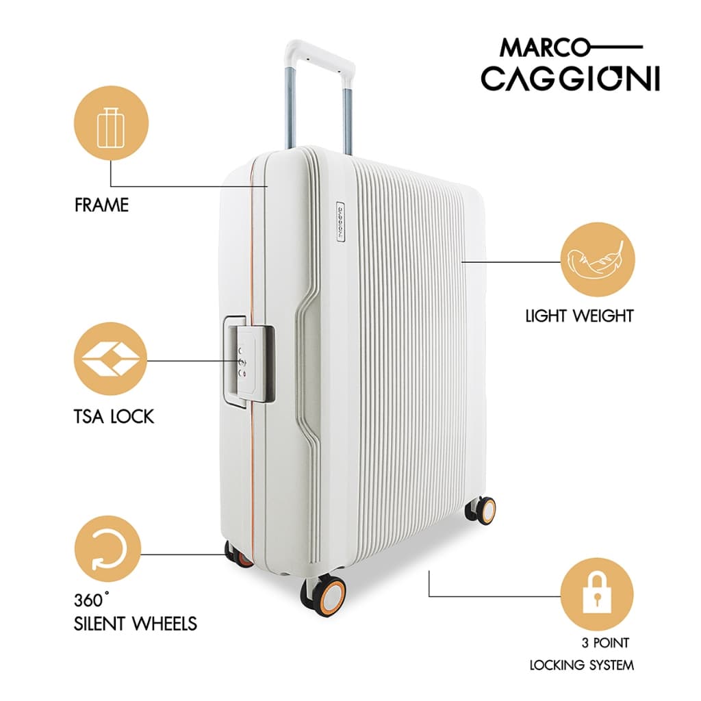 CAGGIONI รุ่น C22011 กระเป๋าเดินทางแบบโครง สีชมพู ดีไซน์ทรงเหลี่ยม บรรจุสัมภาระง่าย เพิ่มความจุ แข็งแรงทนทานด้วยวัสดุ โพลีพร็อพไพลีน (PP) https://lnwchill.com
