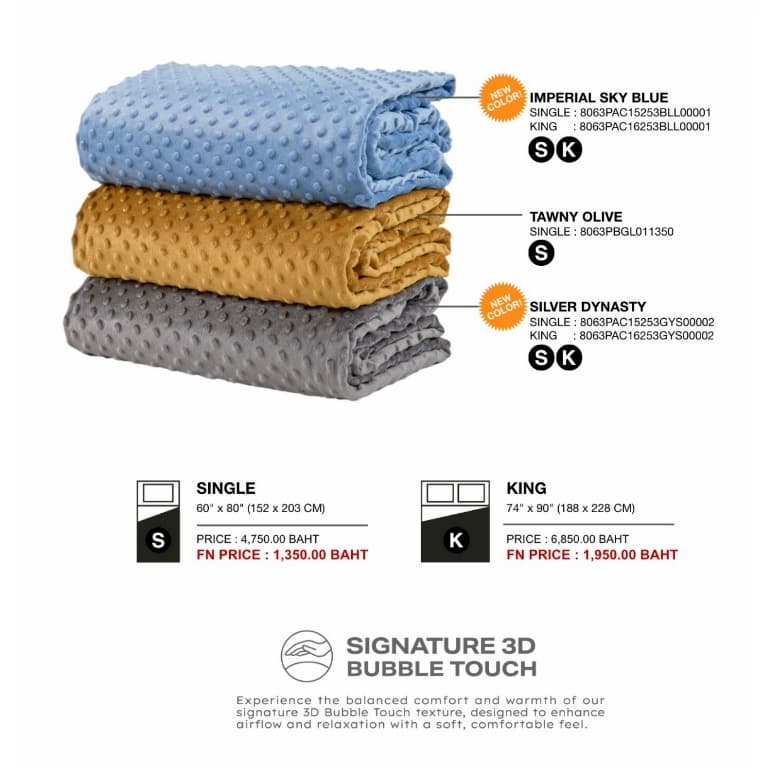 PRIM รุ่น Classic ผ้าห่มตุ่มไมซิไฟน์ Bubble Blanket 6 ฟุต 2 ด้าน ผ้าห่มถ่วงน้ำหนัก https://lnwchill.com