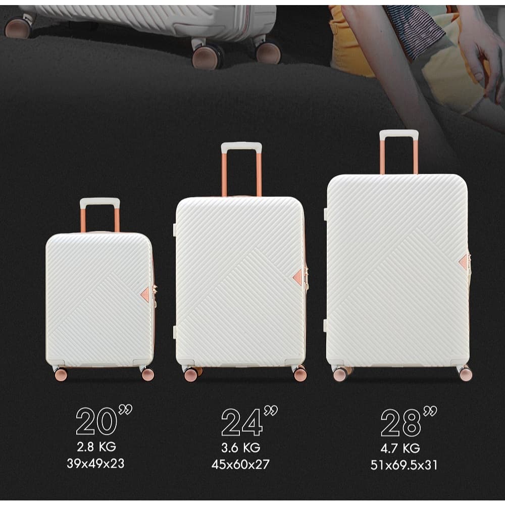 CAGGIONI รุ่น Radius C18123 กระเป๋าเดินทาง โพลีคาร์บอเนต สีโรสโกลด์ ซิปขยายได้ ล้อลาก 360 องศา โครงสร้างเบาพิเศษ ดีไซน์ทันสมัย https://lnwchill.com