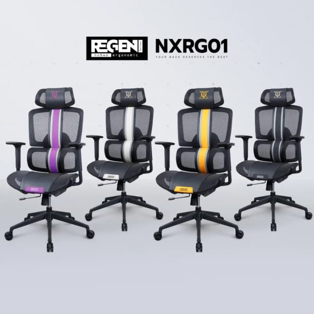 NUBWO REGEN เก้าอี้ทำงานเพื่อสุขภาพ เก้าอี้สีดำ เก้าอี้สีขาว เก้าอี้สีม่วง เก้าอี้สีส้ม ออกแบบรองรับสรีระ Ergonomic ปรับเอนได้ นั่งสบาย ไม่เมื่อย ผลิตจากวัสดุตาข่าย Air-Flow ระบายอากาศดีเยี่ยม รุ่น NXRG01