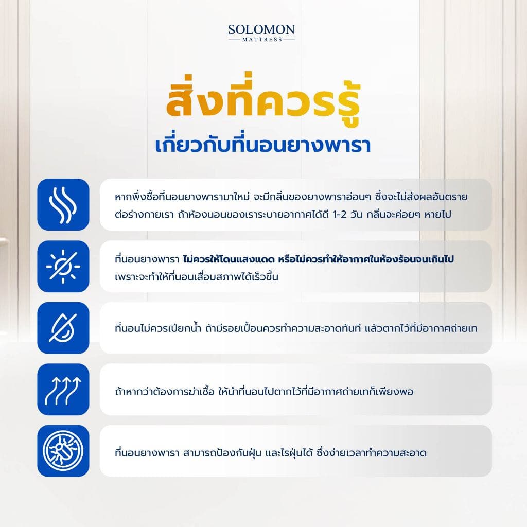SOLOMON รุ่น Sunshine ที่นอนยางพาราแท้ ขนาด 5 ฟุต หนา 8 นิ้ว ลดแรงกดทับ แก้ปัญหาปวดหลัง สัมผัสนุ่มแน่น https://lnwchill.com
