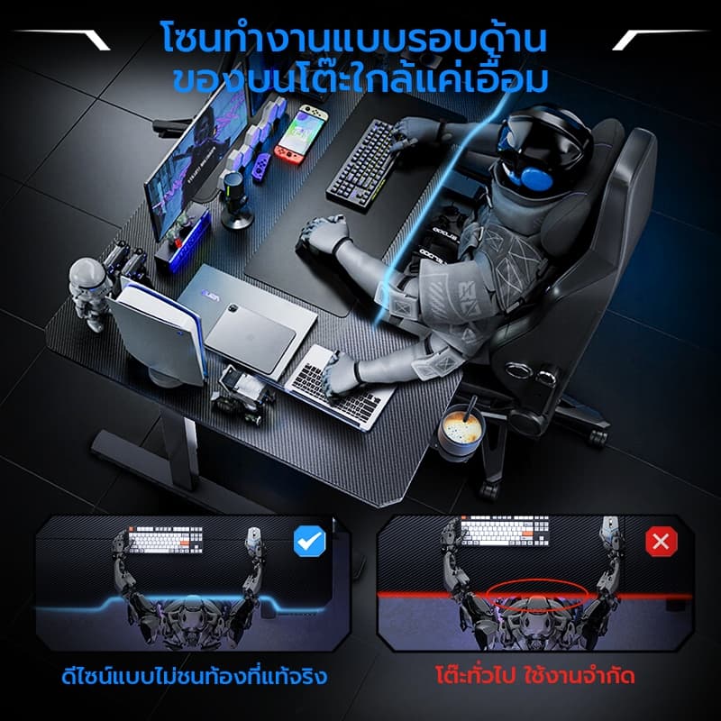Xpanse รุ่น L-Series โต๊ะปรับระดับไฟฟ้าทรงแอล พื้นที่กว้างรองรับ 2 จอ ผิวคาร์บอนไฟเบอร์กันรอย มอเตอร์เยอรมันเงียบกริบเพื่อสุขภาพและการทำงานระดับโปร https://lnwchill.com