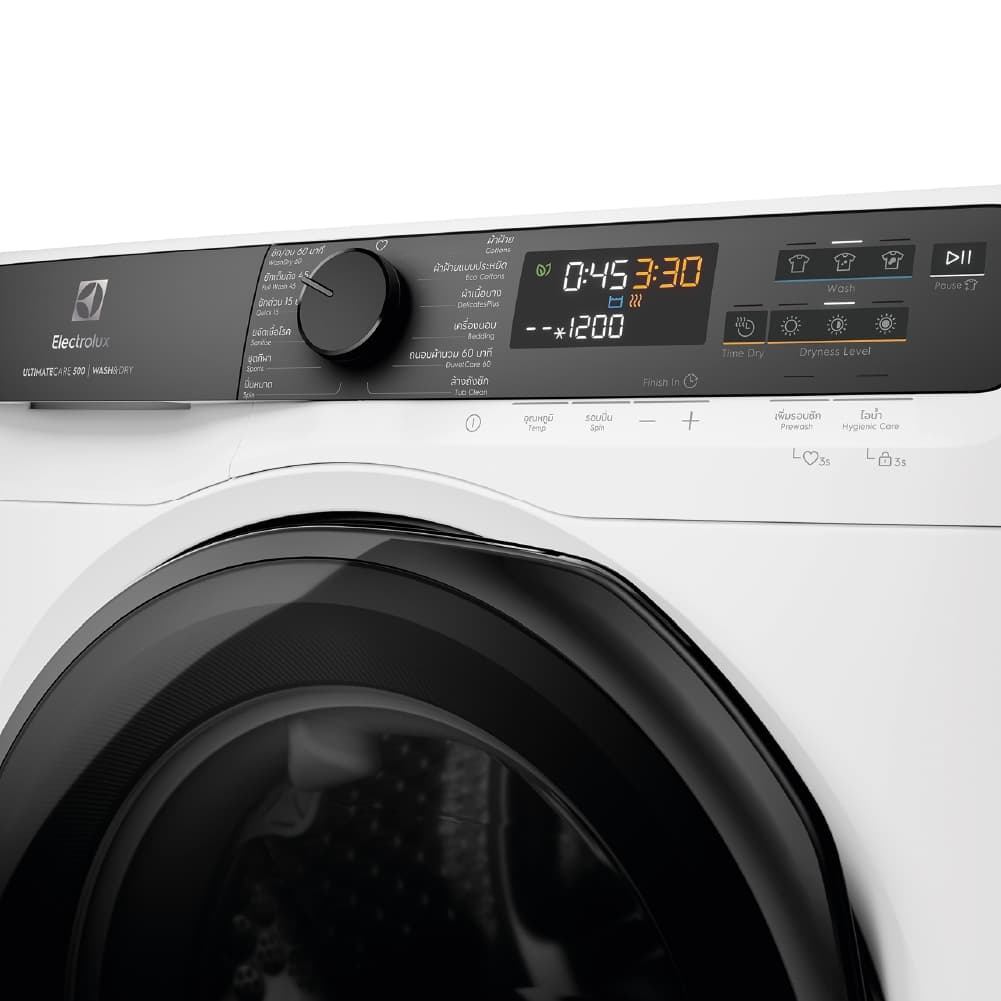 Electrolux รุ่น EWW9023P5WC เครื่องซักอบผ้าฝาหน้า ซัก 9 กก อบ 6 กก UltimateCare 500 เทคโนโลยี UltraMix ถนอมสีผ้าและขจัดเชื้อโรค ติดตั้งฟรี สีขาว https://lnwchill.com